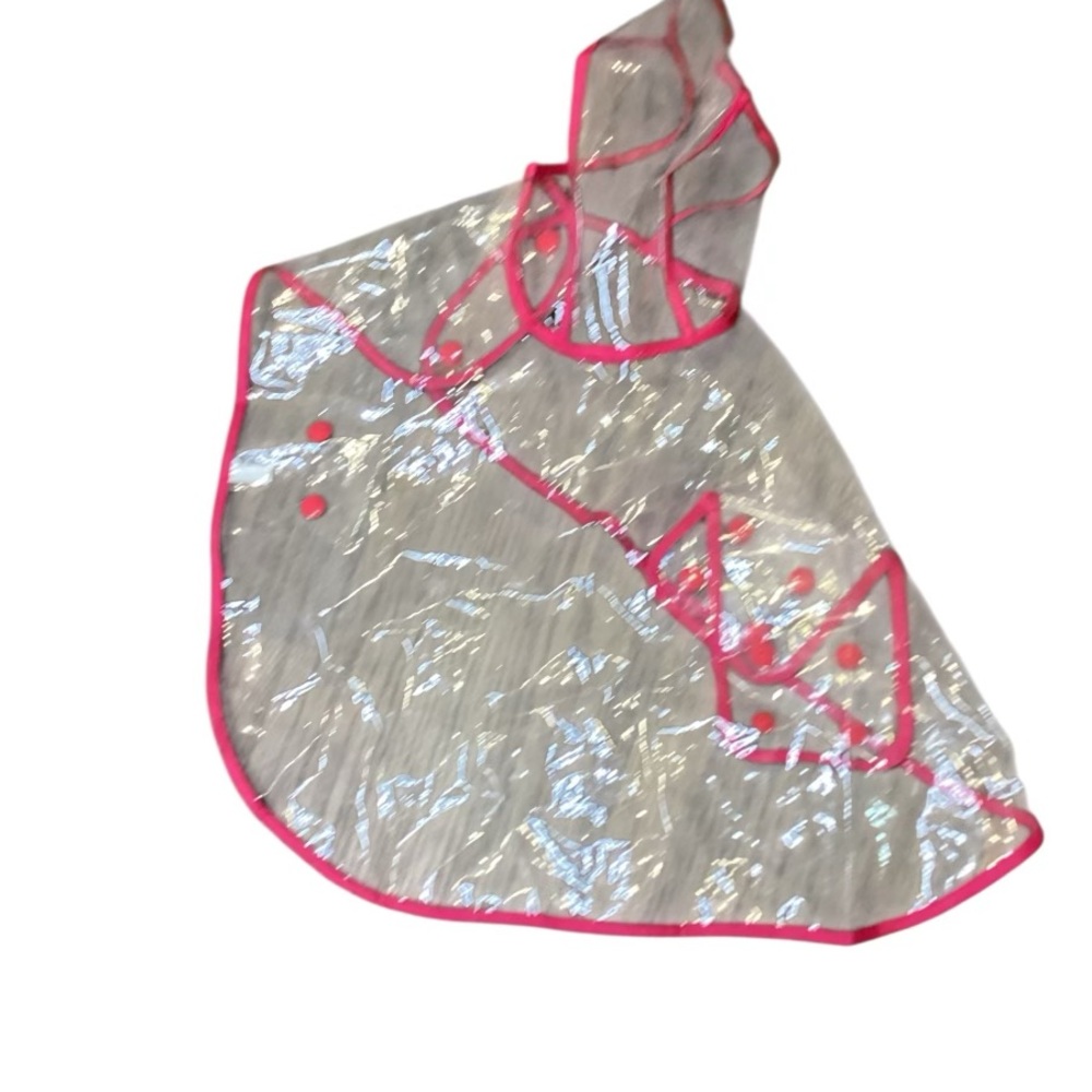 Transparent Dog Raincoat with Pink Trim